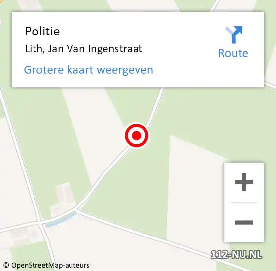 Locatie op kaart van de 112 melding: Politie Lith, Jan Van Ingenstraat op 28 augustus 2015 08:13