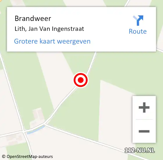 Locatie op kaart van de 112 melding: Brandweer Lith, Jan Van Ingenstraat op 28 augustus 2015 08:30