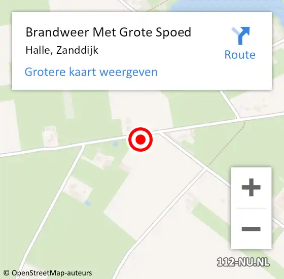 Locatie op kaart van de 112 melding: Brandweer Met Grote Spoed Naar Halle, Zanddijk op 28 augustus 2015 09:00