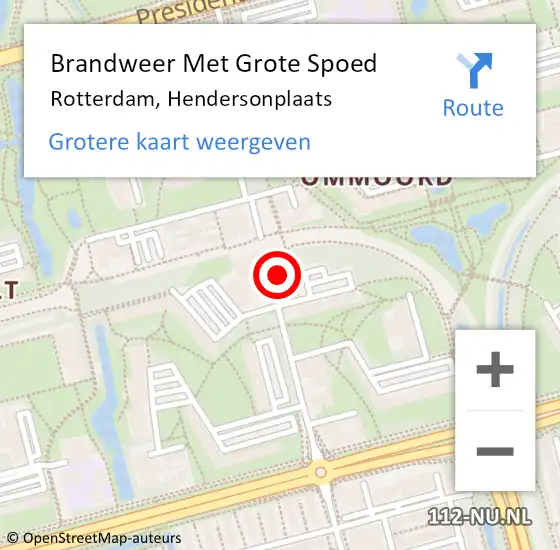 Locatie op kaart van de 112 melding: Brandweer Met Grote Spoed Naar Rotterdam, Hendersonplaats op 28 augustus 2015 09:30