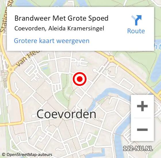 Locatie op kaart van de 112 melding: Brandweer Met Grote Spoed Naar Coevorden, Aleida Kramersingel op 28 augustus 2015 09:38