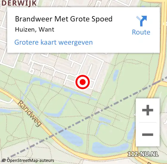 Locatie op kaart van de 112 melding: Brandweer Met Grote Spoed Naar Huizen, Want op 28 augustus 2015 10:21