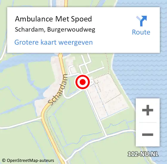 Locatie op kaart van de 112 melding: Ambulance Met Spoed Naar Schardam, Burgerwoudweg op 28 augustus 2015 11:01