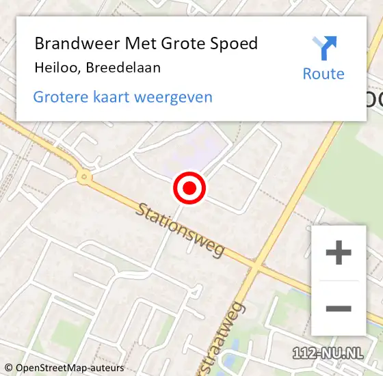 Locatie op kaart van de 112 melding: Brandweer Met Grote Spoed Naar Heiloo, Breedelaan op 28 augustus 2015 11:28