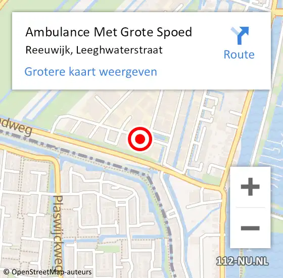 Locatie op kaart van de 112 melding: Ambulance Met Grote Spoed Naar Reeuwijk, Leeghwaterstraat op 28 augustus 2015 11:30