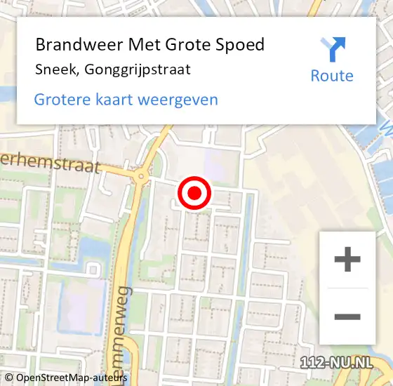 Locatie op kaart van de 112 melding: Brandweer Met Grote Spoed Naar Sneek, Gonggrijpstraat op 18 november 2013 18:25