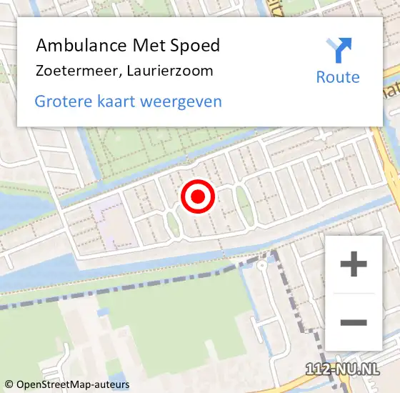 Locatie op kaart van de 112 melding: Ambulance Met Spoed Naar Zoetermeer, Hazelaarzoom op 28 augustus 2015 11:56