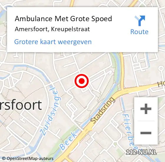 Locatie op kaart van de 112 melding: Ambulance Met Grote Spoed Naar Amersfoort, Kreupelstraat op 28 augustus 2015 12:04