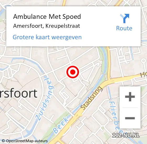 Locatie op kaart van de 112 melding: Ambulance Met Spoed Naar Amersfoort, Kreupelstraat op 28 augustus 2015 12:21