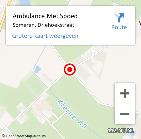 Locatie op kaart van de 112 melding: Ambulance Met Spoed Naar Someren, Driehoekstraat op 28 augustus 2015 13:15