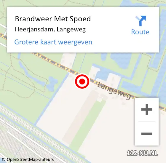 Locatie op kaart van de 112 melding: Brandweer Met Spoed Naar Heerjansdam, Langeweg op 28 augustus 2015 14:06