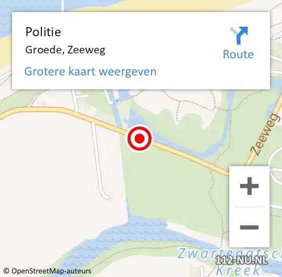 Locatie op kaart van de 112 melding: Politie Groede, Zeeweg op 28 augustus 2015 14:48