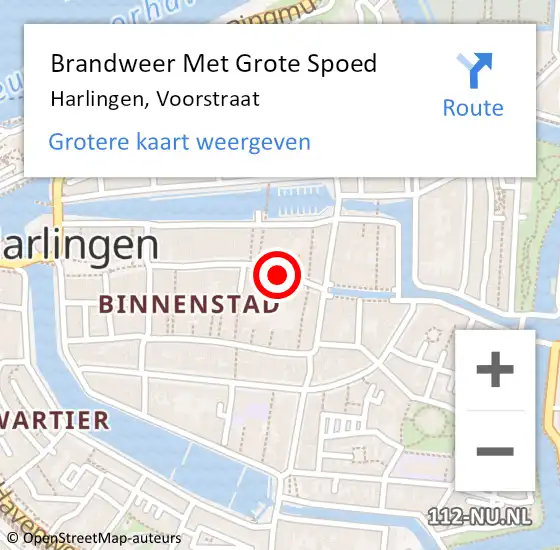 Locatie op kaart van de 112 melding: Brandweer Met Grote Spoed Naar Harlingen, Voorstraat op 28 augustus 2015 15:29