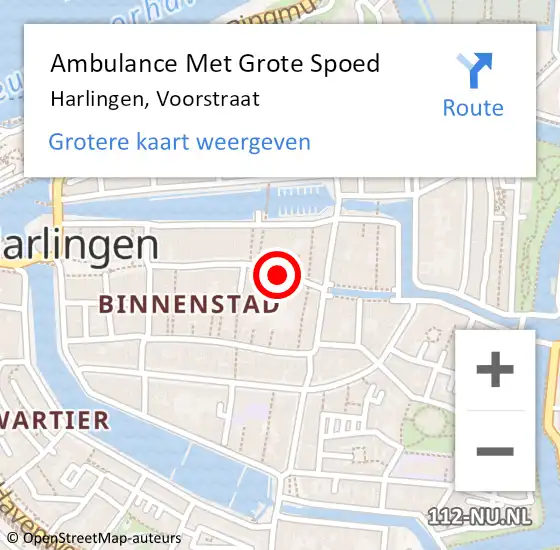 Locatie op kaart van de 112 melding: Ambulance Met Grote Spoed Naar Harlingen, Voorstraat op 28 augustus 2015 15:30