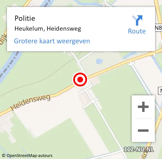 Locatie op kaart van de 112 melding: Politie Heukelum, Heidensweg op 18 november 2013 18:35