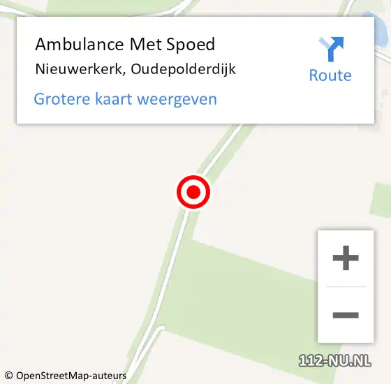 Locatie op kaart van de 112 melding: Ambulance Met Spoed Naar Nieuwerkerk, Oudepolderdijk op 28 augustus 2015 17:00