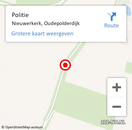 Locatie op kaart van de 112 melding: Politie Nieuwerkerk, Oudepolderdijk op 28 augustus 2015 17:02