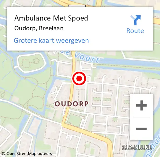 Locatie op kaart van de 112 melding: Ambulance Met Spoed Naar Oudorp, Breelaan op 28 augustus 2015 17:16