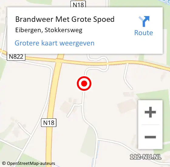 Locatie op kaart van de 112 melding: Brandweer Met Grote Spoed Naar Eibergen, Stokkersweg op 28 augustus 2015 17:27