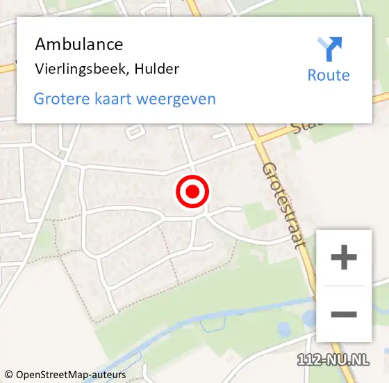 Locatie op kaart van de 112 melding: Ambulance Vierlingsbeek, Hulder op 28 augustus 2015 18:42