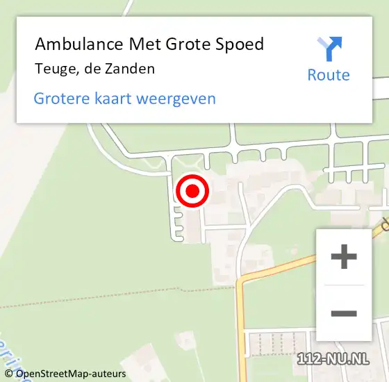 Locatie op kaart van de 112 melding: Ambulance Met Grote Spoed Naar Teuge, de Zanden op 28 augustus 2015 19:08