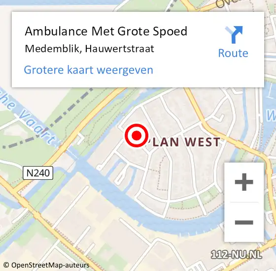 Locatie op kaart van de 112 melding: Ambulance Met Grote Spoed Naar Medemblik, Hauwertstraat op 18 november 2013 18:50