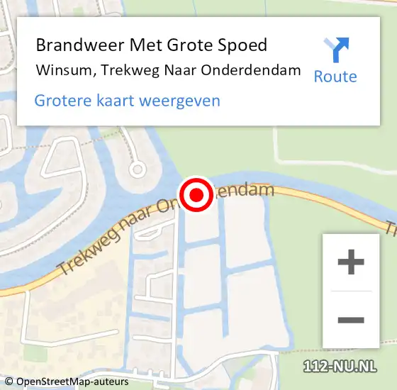 Locatie op kaart van de 112 melding: Brandweer Met Grote Spoed Naar Winsum, Trekweg Naar Onderdendam op 28 augustus 2015 20:25