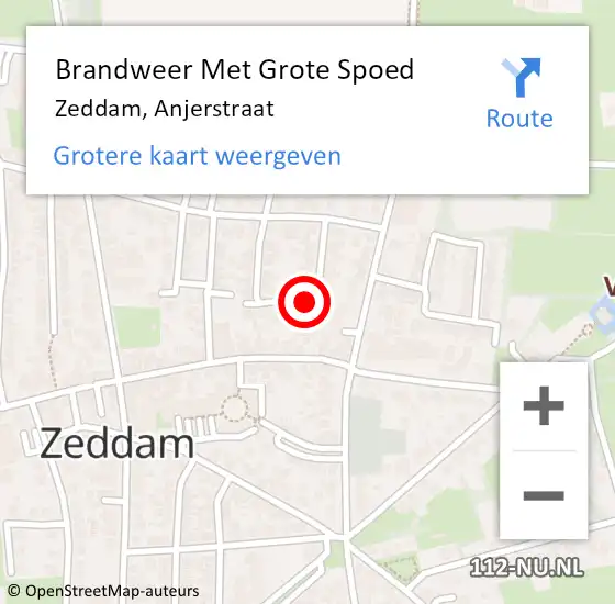 Locatie op kaart van de 112 melding: Brandweer Met Grote Spoed Naar Zeddam, Anjerstraat op 28 augustus 2015 20:59