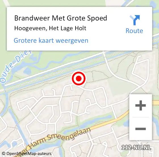 Locatie op kaart van de 112 melding: Brandweer Met Grote Spoed Naar Hoogeveen, Het Lage Holt op 28 augustus 2015 21:42