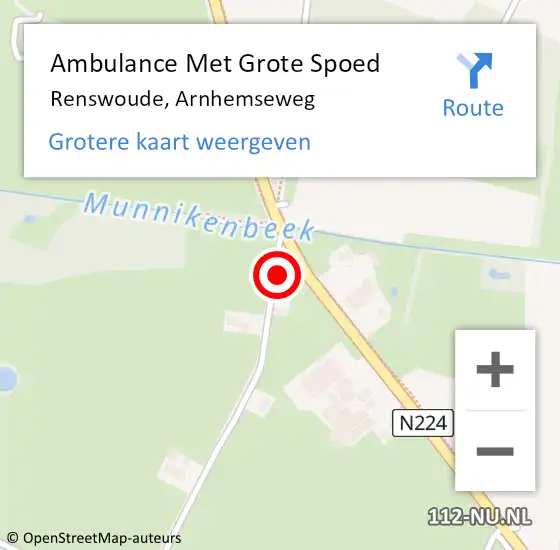 Locatie op kaart van de 112 melding: Ambulance Met Grote Spoed Naar Renswoude, Arnhemseweg op 28 augustus 2015 22:25