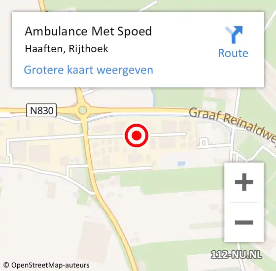 Locatie op kaart van de 112 melding: Ambulance Met Spoed Naar Haaften, Rijthoek op 28 augustus 2015 22:44