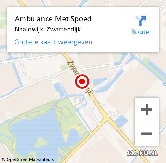 Locatie op kaart van de 112 melding: Ambulance Met Spoed Naar Naaldwijk, Zwartendijk op 28 augustus 2015 22:50