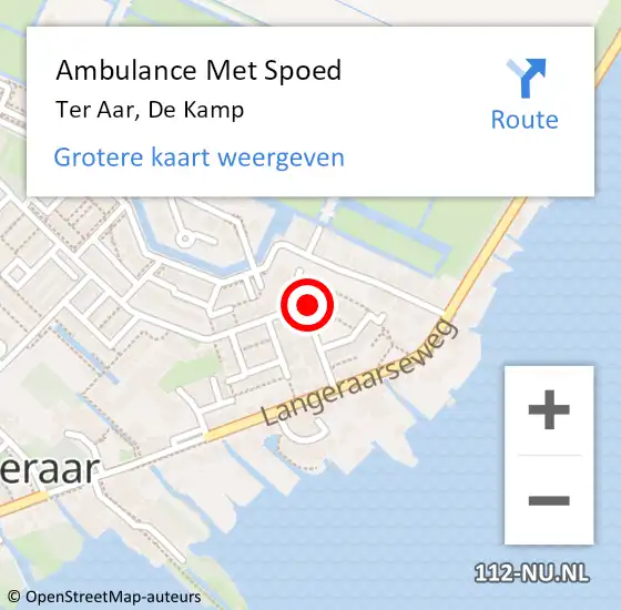 Locatie op kaart van de 112 melding: Ambulance Met Spoed Naar Ter Aar, De Kamp op 28 augustus 2015 23:20