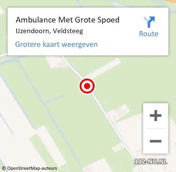 Locatie op kaart van de 112 melding: Ambulance Met Grote Spoed Naar IJzendoorn, Veldsteeg op 29 augustus 2015 00:36