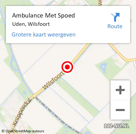 Locatie op kaart van de 112 melding: Ambulance Met Spoed Naar Uden, Wilsfoort op 29 augustus 2015 03:52