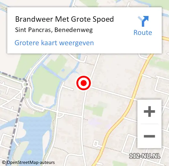 Locatie op kaart van de 112 melding: Brandweer Met Grote Spoed Naar Sint Pancras, Benedenweg op 29 augustus 2015 04:09