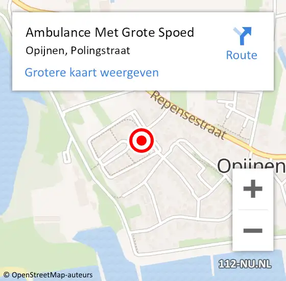 Locatie op kaart van de 112 melding: Ambulance Met Grote Spoed Naar Opijnen, Polingstraat op 29 augustus 2015 04:32