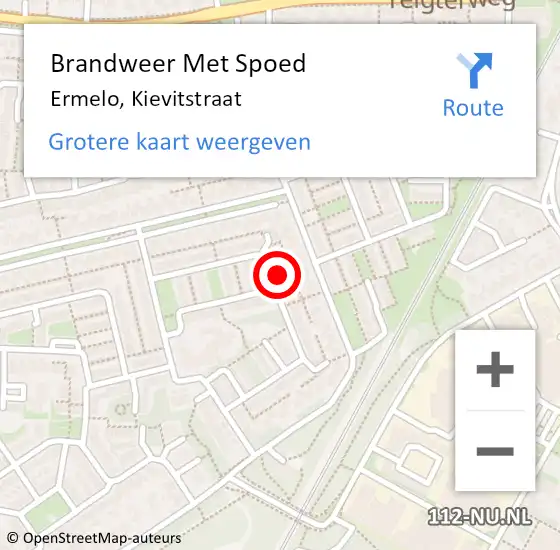 Locatie op kaart van de 112 melding: Brandweer Met Spoed Naar Ermelo, Kievitstraat op 29 augustus 2015 05:12