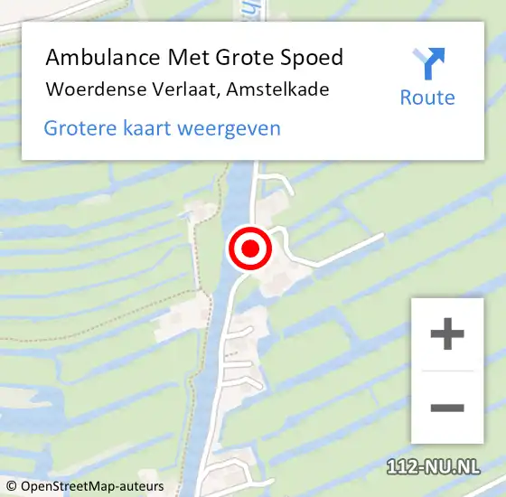 Locatie op kaart van de 112 melding: Ambulance Met Grote Spoed Naar Woerdense Verlaat, Amstelkade op 29 augustus 2015 08:01