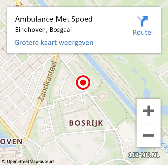 Locatie op kaart van de 112 melding: Ambulance Met Spoed Naar Eindhoven, Bosgaai op 29 augustus 2015 08:05