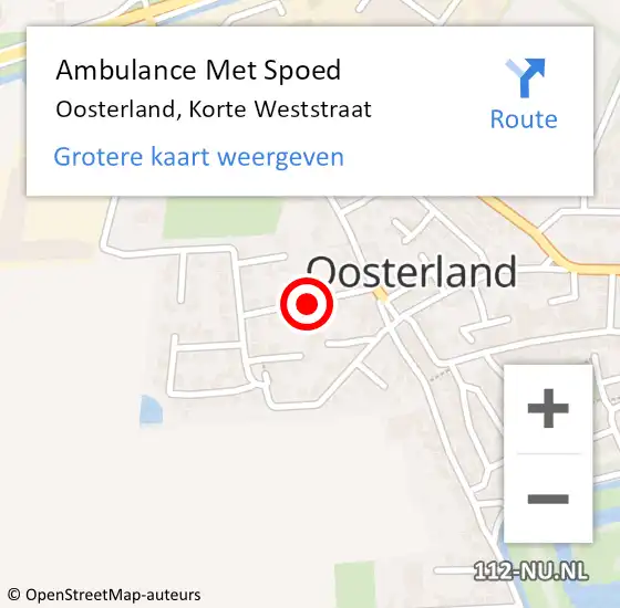 Locatie op kaart van de 112 melding: Ambulance Met Spoed Naar Oosterland, Korte Weststraat op 29 augustus 2015 08:19