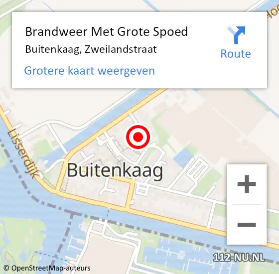 Locatie op kaart van de 112 melding: Brandweer Met Grote Spoed Naar Buitenkaag, Zweilandstraat op 29 augustus 2015 09:01