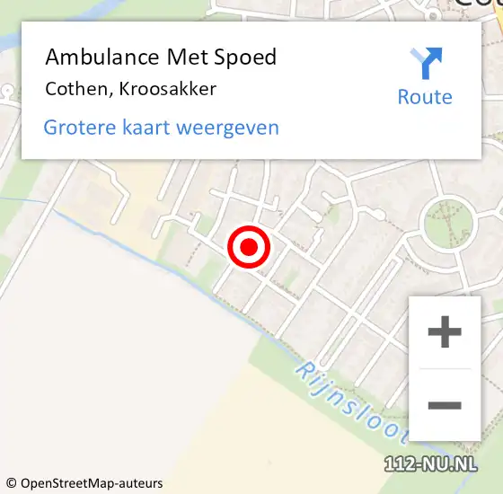 Locatie op kaart van de 112 melding: Ambulance Met Spoed Naar Cothen, Kroosakker op 29 augustus 2015 09:26