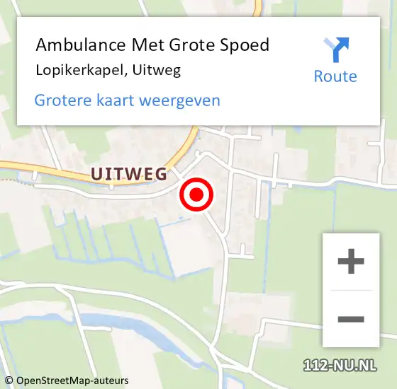 Locatie op kaart van de 112 melding: Ambulance Met Grote Spoed Naar Lopikerkapel, Uitweg op 29 augustus 2015 10:48