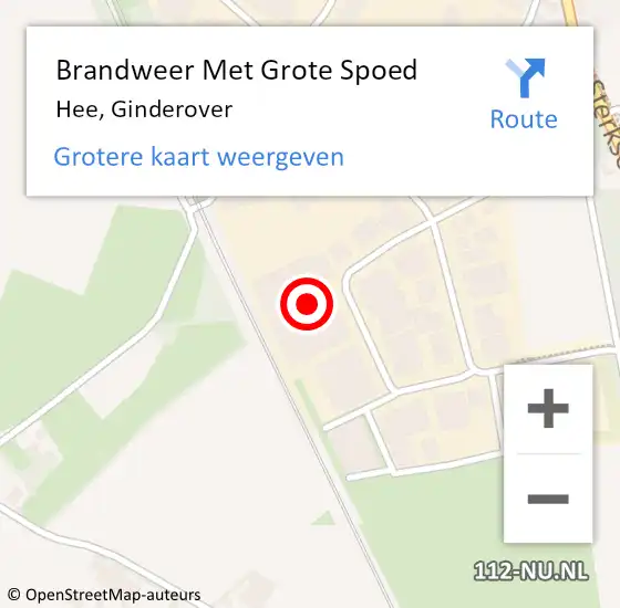 Locatie op kaart van de 112 melding: Brandweer Met Grote Spoed Naar Hee, Ginderover op 29 augustus 2015 11:12