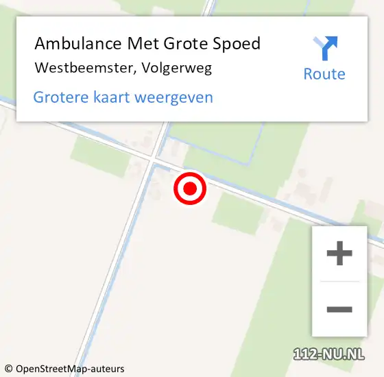 Locatie op kaart van de 112 melding: Ambulance Met Grote Spoed Naar Westbeemster, Volgerweg op 29 augustus 2015 11:39