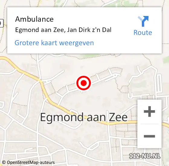 Locatie op kaart van de 112 melding: Ambulance Egmond aan Zee, Jan Dirk z'n Dal op 29 augustus 2015 12:03