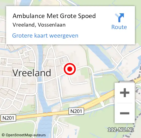 Locatie op kaart van de 112 melding: Ambulance Met Grote Spoed Naar Vreeland, Vossenlaan op 29 augustus 2015 12:09