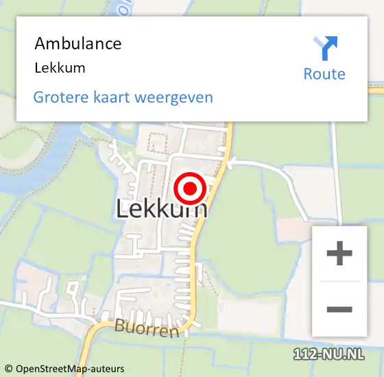 Locatie op kaart van de 112 melding: Ambulance Lekkum op 29 augustus 2015 12:53