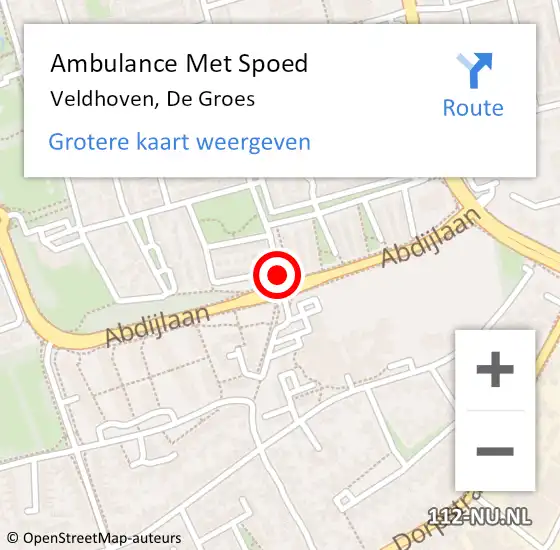 Locatie op kaart van de 112 melding: Ambulance Met Spoed Naar Veldhoven, De Groes op 29 augustus 2015 12:54